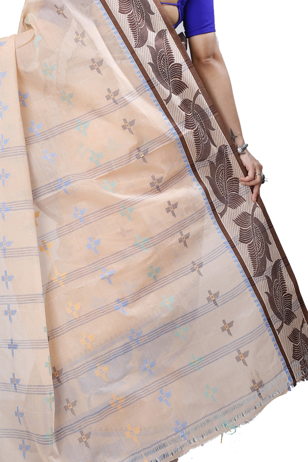 Light Brown Pure Cotton Rowan Tant Saree (979)